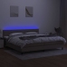 Cama box spring colchón y luces LED tela gris taupe 200x200 cm