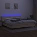 Cama box spring colchón y luces LED tela crema 200x200 cm