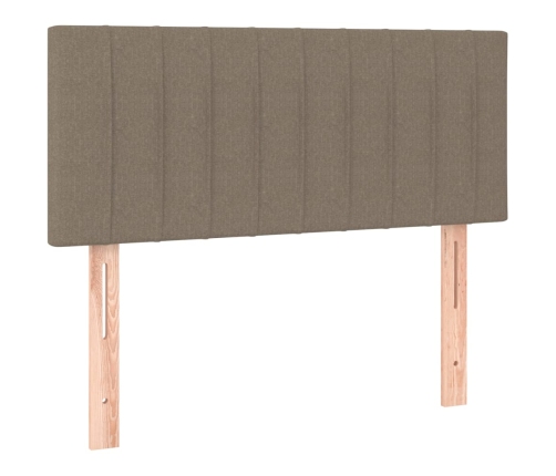 Cama box spring colchón y luces LED gris taupe 80x200 cm