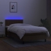 Cama box spring colchón y luces LED tela marrón oscuro 90x190cm