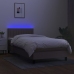 Cama box spring colchón y luces LED tela gris taupe 90x190 cm