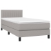 Cama box spring colchón y luces LED tela gris claro 90x200 cm