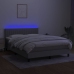 Cama box spring colchón y luces LED tela gris claro 140x190 cm