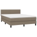 Cama box spring colchón y luces LED tela gris taupe 140x190 cm