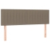 Cama box spring colchón y luces LED tela gris taupe 140x200 cm