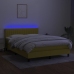 Cama box spring colchón y luces LED tela azul 140x200 cm