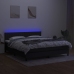 Cama box spring colchón y luces LED tela negro 160x200 cm