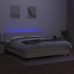 Cama box spring colchón y luces LED tela crema 160x200 cm