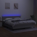 Cama box spring colchón y luces LED tela gris claro 180x200 cm