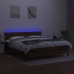 Cama box spring colchón luces LED tela marrón oscuro 180x200cm