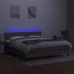 Cama box spring colchón y luces LED tela gris taupe 180x200 cm