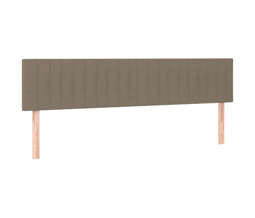 Cama box spring colchón y luces LED tela gris taupe 180x200 cm