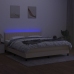 Cama box spring colchón y luces LED tela crema 180x200 cm