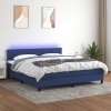 Cama box spring colchón y luces LED tela azul 180x200 cm