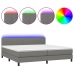 Cama box spring colchón y luces LED tela gris claro 200x200 cm