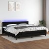 Cama box spring colchón y luces LED tela negro 200x200 cm