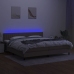 Cama box spring colchón y luces LED tela gris taupe 200x200 cm