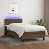 Cama box spring colchón y luces LED tela marrón oscuro 80x200cm