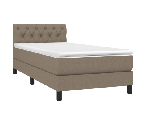 Cama box spring colchón y luces LED gris taupe 80x200 cm