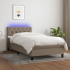 Cama box spring colchón y luces LED gris taupe 80x200 cm