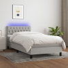 Cama box spring colchón y luces LED tela gris claro 100x200 cm