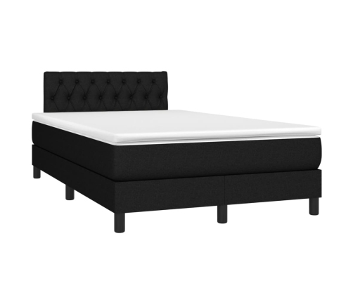 Cama box spring con colchón LED tela negro 120x200 cm