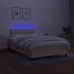 Cama box spring con colchón y LED tela crema 120x200 cm