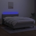 Cama box spring colchón y luces LED tela gris claro 140x190 cm