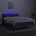 Cama box spring colchón y luces LED tela gris oscuro 140x190 cm