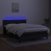 Cama box spring colchón y luces LED tela negro 140x190 cm