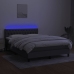 Cama box spring colchón y luces LED tela gris oscuro 140x200 cm