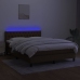 Cama box spring colchón luces LED tela marrón oscuro 140x200cm