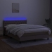 Cama box spring colchón y luces LED tela gris taupe 140x200 cm