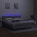 Cama box spring colchón y luces LED tela gris claro 160x200 cm