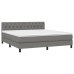 Cama box spring colchón y luces LED tela gris oscuro 160x200 cm