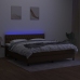 Cama box spring colchón luces LED tela marrón oscuro 160x200cm