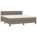 Cama box spring colchón y luces LED tela gris taupe 160x200 cm