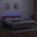 Cama box spring colchón y luces LED tela gris taupe 160x200 cm