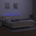 Cama box spring colchón y luces LED tela crema 160x200 cm