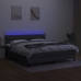 Cama box spring colchón y luces LED tela gris oscuro 180x200 cm