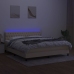 Cama box spring colchón y luces LED tela crema 180x200 cm