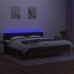 Cama box spring colchón luces LED tela marrón oscuro 200x200 cm