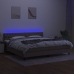 Cama box spring colchón y luces LED tela gris taupe 200x200 cm