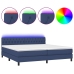 Cama box spring colchón y luces LED tela azul 200x200 cm