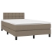 Cama box spring con colchón y LED tela gris taupe 120x200 cm