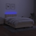 Cama box spring con colchón y LED tela crema 120x200 cm