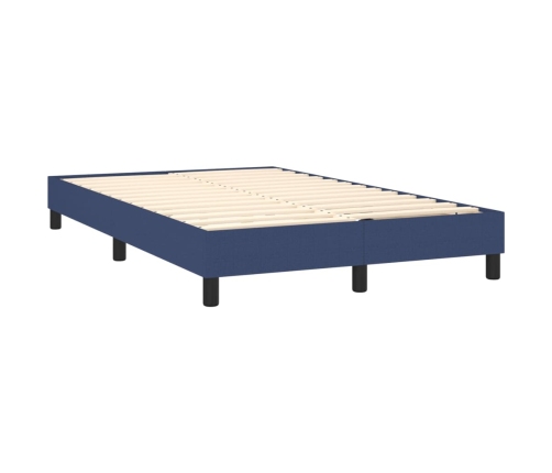 Cama box spring con colchón y LED tela azul 120x200 cm