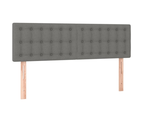 Cama box spring colchón y luces LED tela gris oscuro 140x190 cm