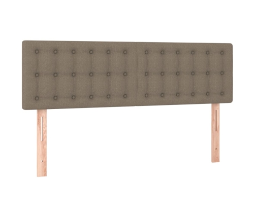 Cama box spring colchón y luces LED tela gris taupe 140x190 cm