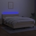 Cama box spring colchón y luces LED tela crema 140x190 cm